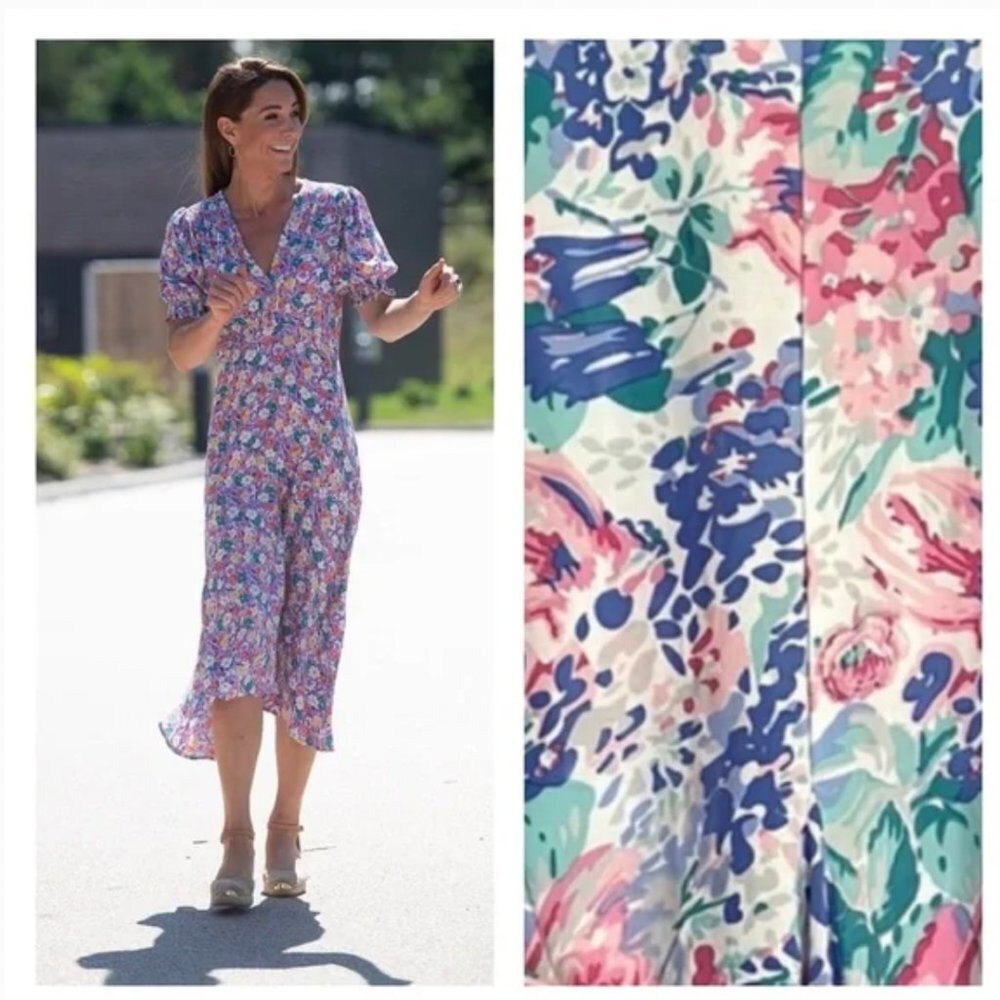 NWT FAITHFULL THE BRAND Maggie Midi Dress Ondine Floral Kate Middleton Size 4/S